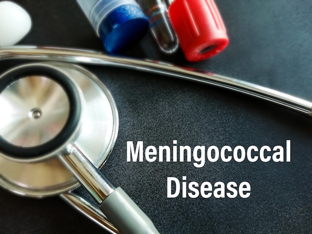 Meningococcal Disease term isolated with medical equipment's.