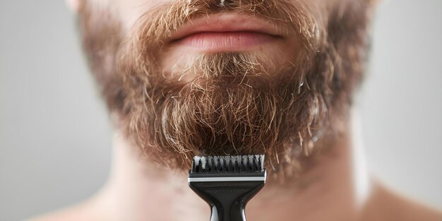 Photo mens beard care routine featuring expert shaving techniques with a trimmer concept beard trimming mens grooming expert shaving techniques beard care routine trimmer tips