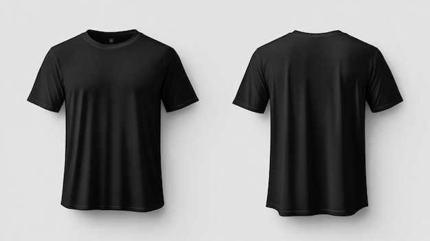 Mens Black TShirt Mockup Template Front and Back Isolated