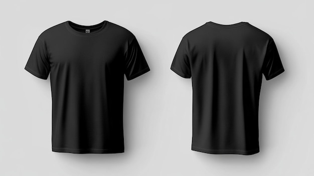 Mens Black TShirt Mockup Template Front and Back Isolated