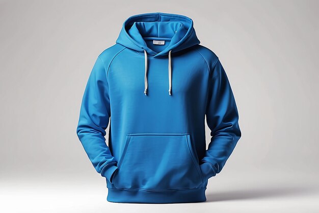 Photo mens blue blank hoodie templatefrom two sides natural shape on invisible mannequin