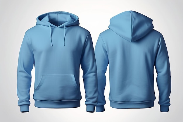 Photo mens blue blank hoodie templatefrom two sides natural shape on invisible mannequin