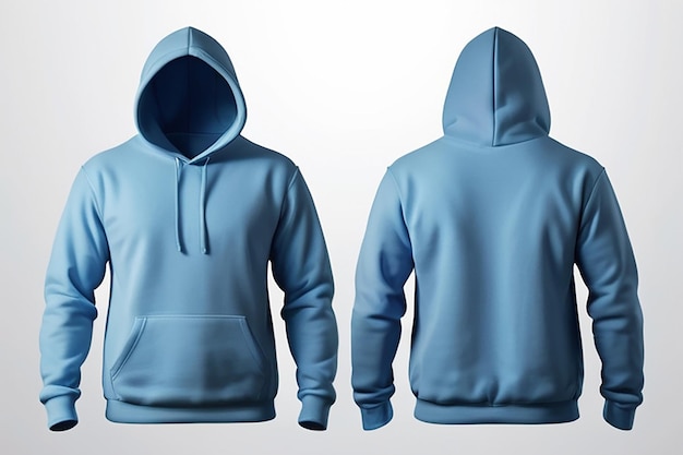 Photo mens blue blank hoodie templatefrom two sides natural shape on invisible mannequin