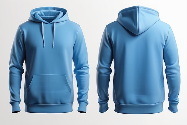 Photo mens blue blank hoodie templatefrom two sides natural shape on invisible mannequin