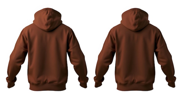 Mens brown dark chocolate blank hoodie templatefrom two sides natural shape on invisible