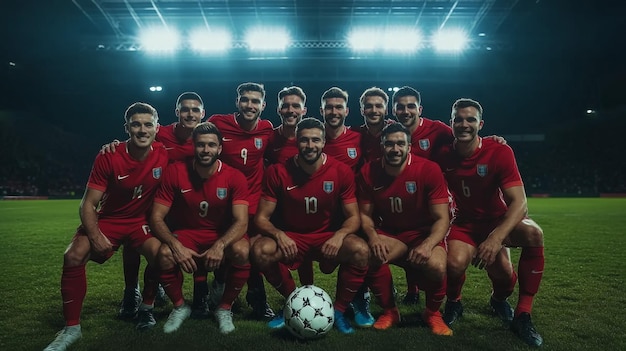 Mens Soccer Team Posing on the Field soccer