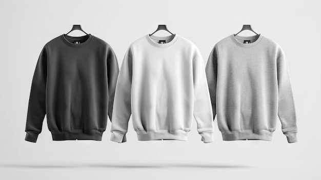 Mens sweatshirt templates in various colors for design mockups