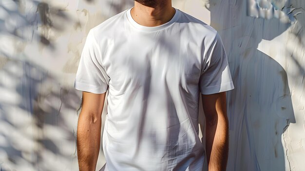 Photo mens white short sleeve round neck tshirt mockup it is a useful tool for clothing designers to help visualize tshirts before actual production save time and money and makes it easier to decide