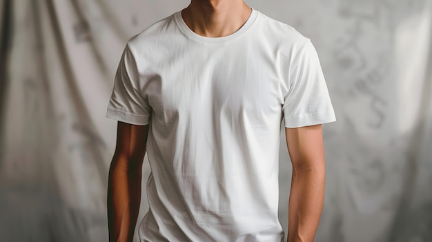 Photo mens white short sleeve round neck tshirt mockup it is a useful tool for clothing designers to help visualize tshirts before actual production save time and money and makes it easier to decide