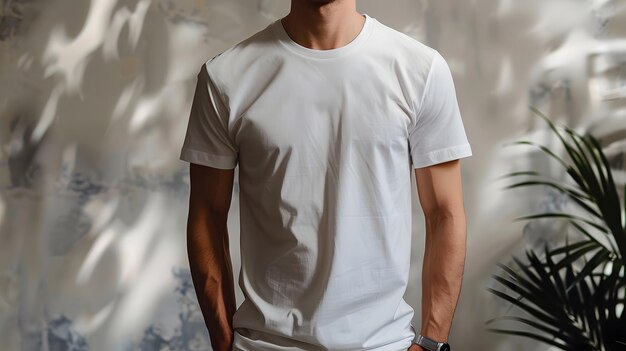 Photo mens white short sleeve round neck tshirt mockup it is a useful tool for clothing designers to help visualize tshirts before actual production save time and money and makes it easier to decide