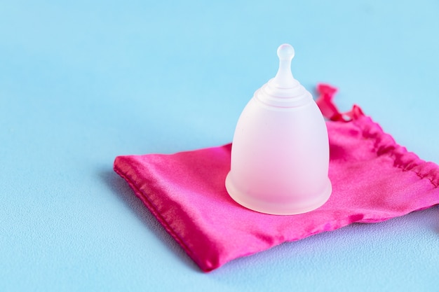 Menstrual cup and it's case close up