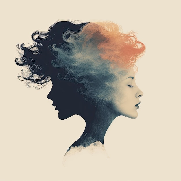 Mental health concept illustration Abstract illustration of the head silhouette