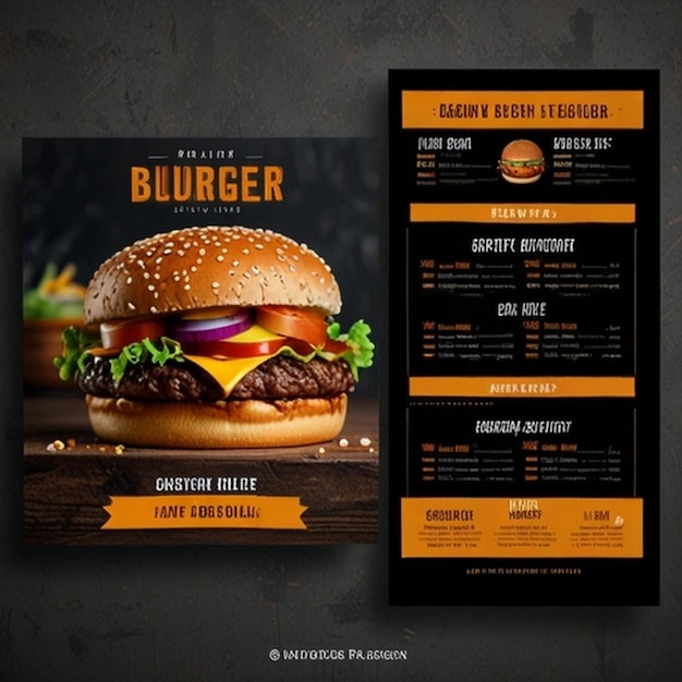 Photo a menu for a burger called big burger with a menu for the burgers