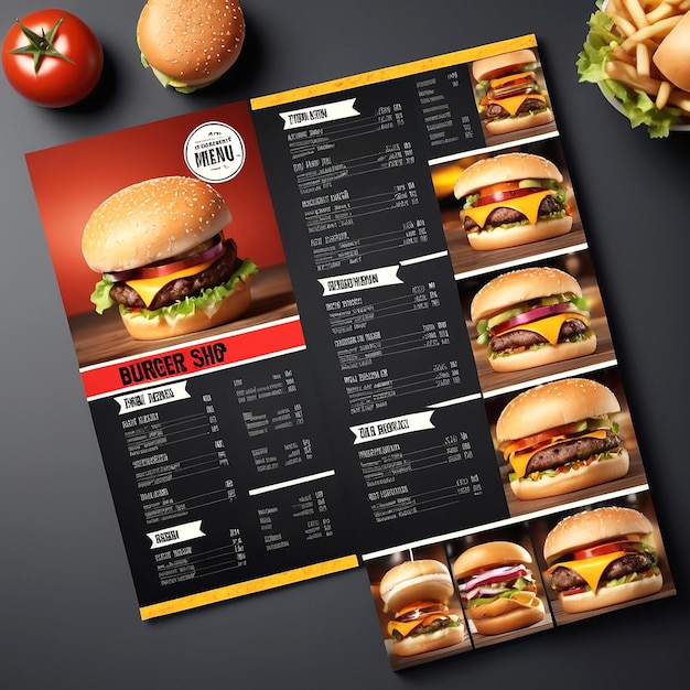 Menu design for burger shop