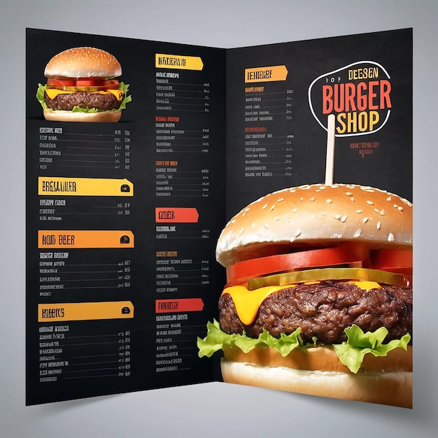 Menu design for burger shop