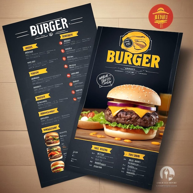 Menu design for burger shop