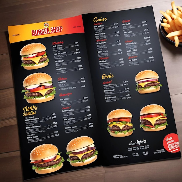 Menu design for burger shop