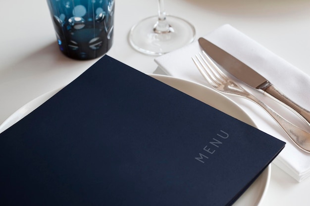 Menu in a luxury restaurant