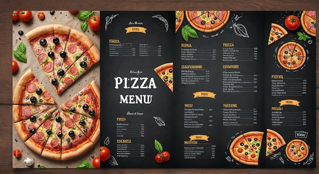 Photo a menu for pizza and menu that says pizza menu