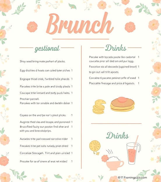 a menu for a restaurant called brunch