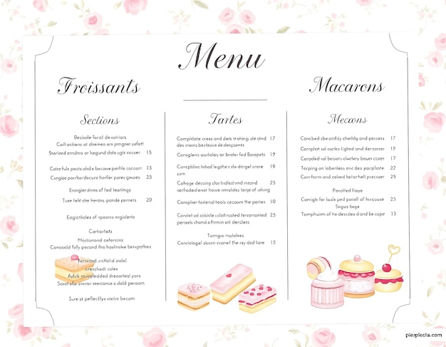 a menu for a restaurant called menus for the menu