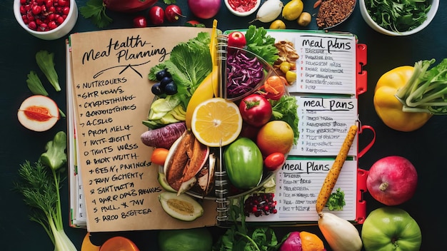 Photo a menu with the words healthy food on it