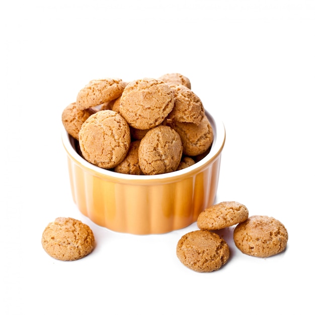 Meringue almond cookies in bowl