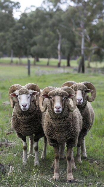 Photo merino rams at a stud farm