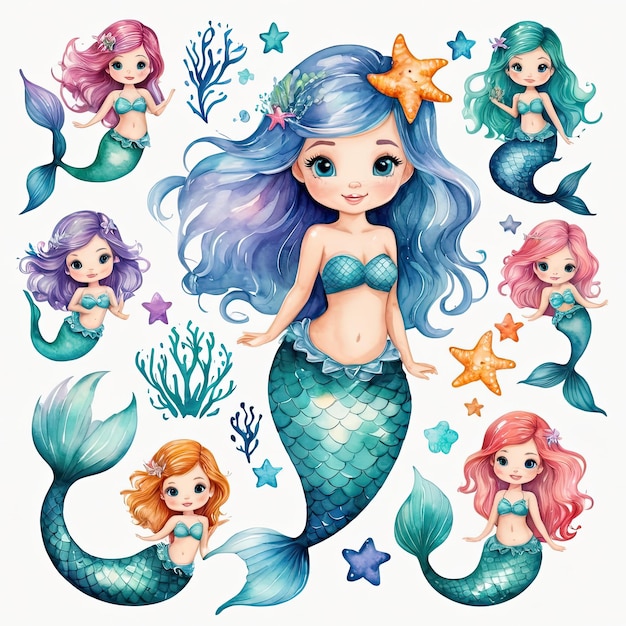 Photo mermaid bundle mermaid sil bundle sublimation