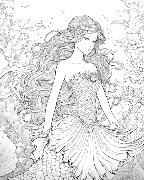 Mermaid Coloring Pages Seashells