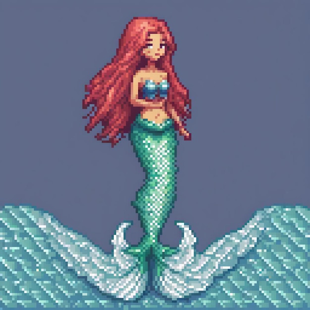 Mermaid cross stitch on rock Pixel art crafting