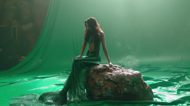 Photo mermaid fantasy green screen photo shoot