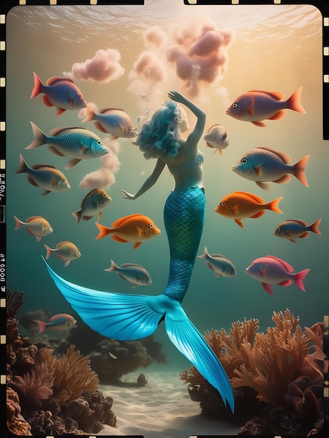 a mermaid is surrounded by fish and the title of the mermaid is quot the mermaid quot