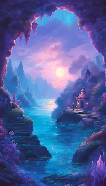 Mermaid's Hidden Grotto Landscape Wallpaper