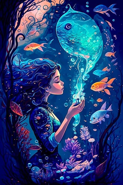 The mermaid under the sea