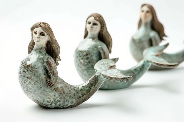 Mermaid Statues Isolated In Transparent Background