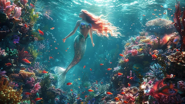 Mermaids Graceful Underwater Glide