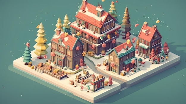 Merry Christmas 3D isometric