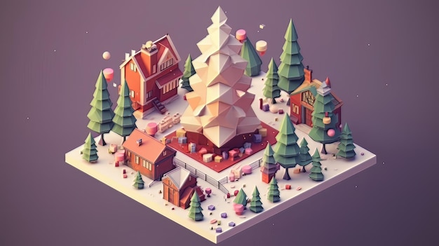 Merry Christmas 3D isometric