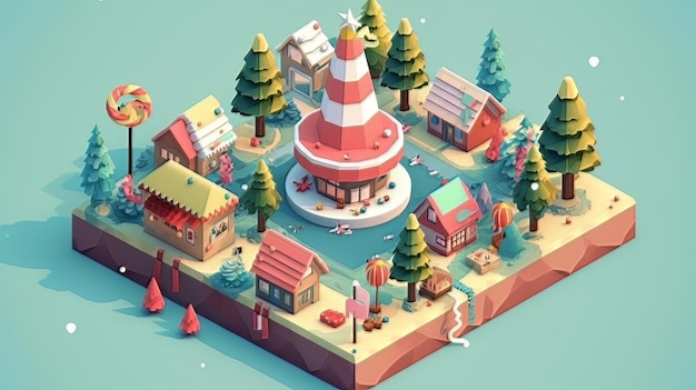 Merry Christmas 3D isometric