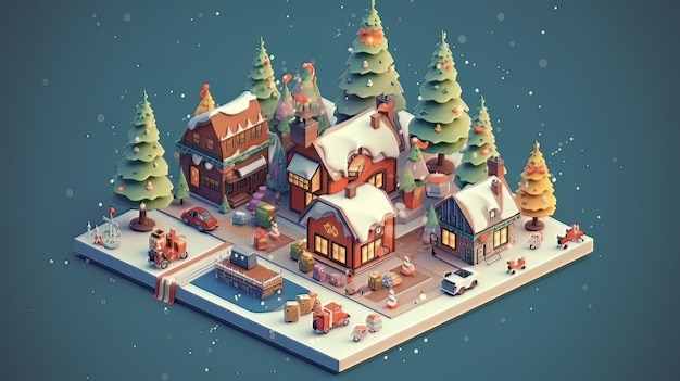 Merry Christmas 3D isometric