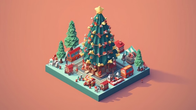 Merry Christmas 3D isometric