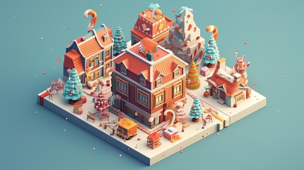 Merry Christmas 3D isometric