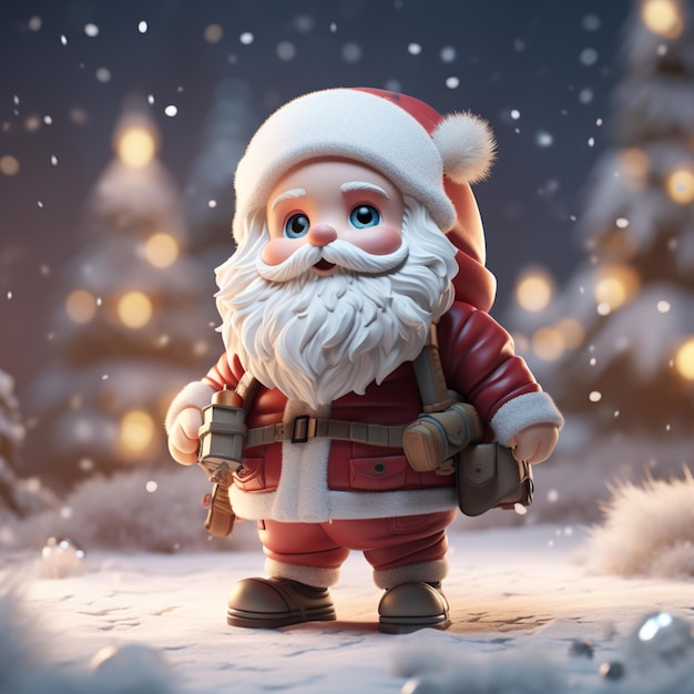 Merry Christmas 3D Rendered Santa Claus Portrait