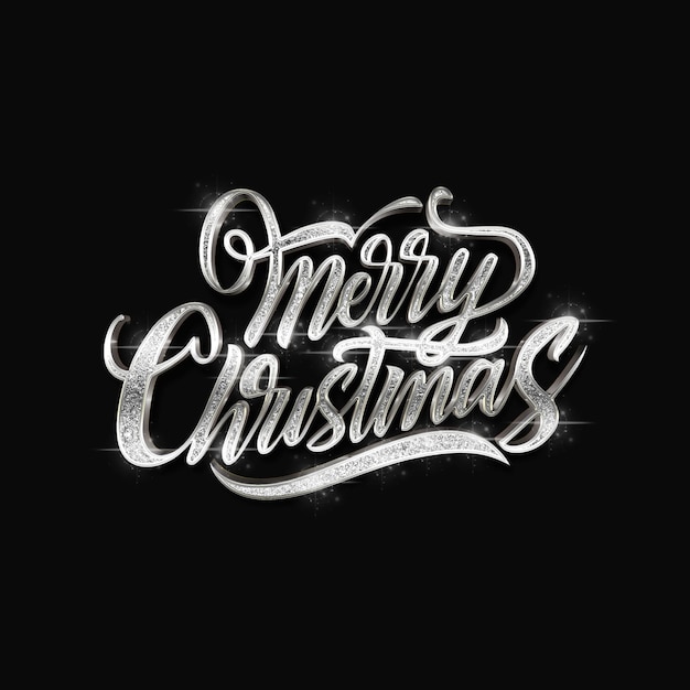 Photo merry christmas 3d silver typography