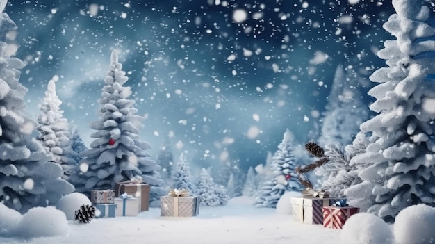 Merry Christmas Background Illustration AI GenerativexA