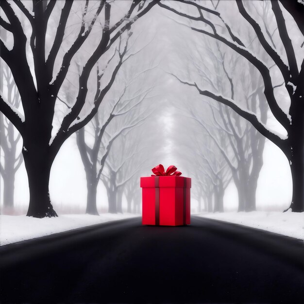 Merry christmas background red gift box