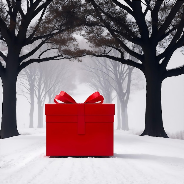 Merry christmas background red gift box