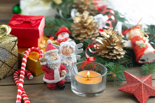 Merry Christmas concept with gifts and Christmas decorations