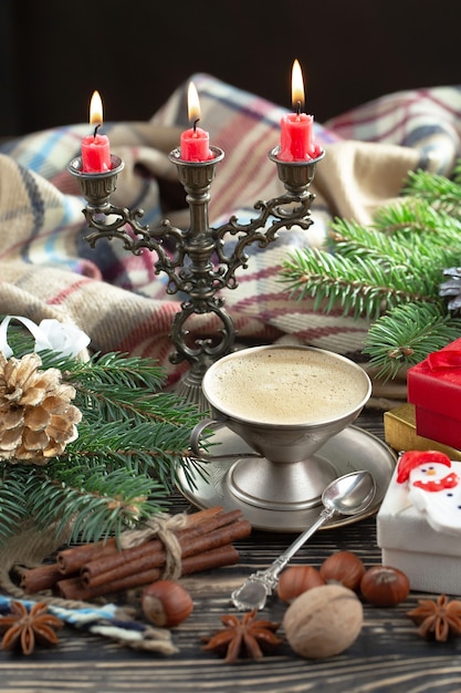 Merry Christmas concept with gifts and Christmas decorations